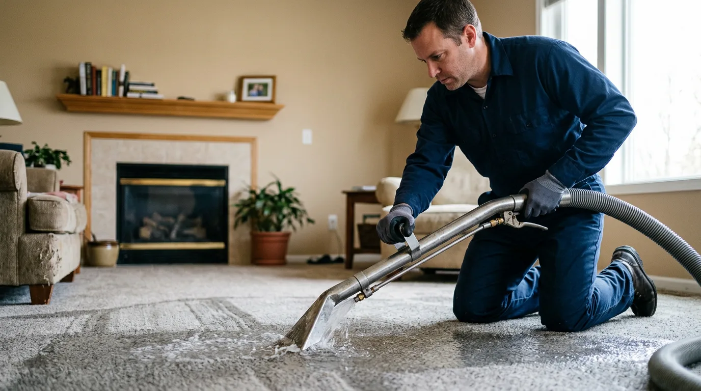 Water damage restoration technician working near Chaseburg, WI